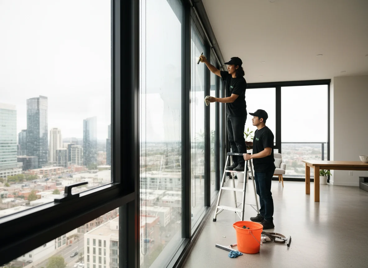 Vacuuming and mopping throughout
