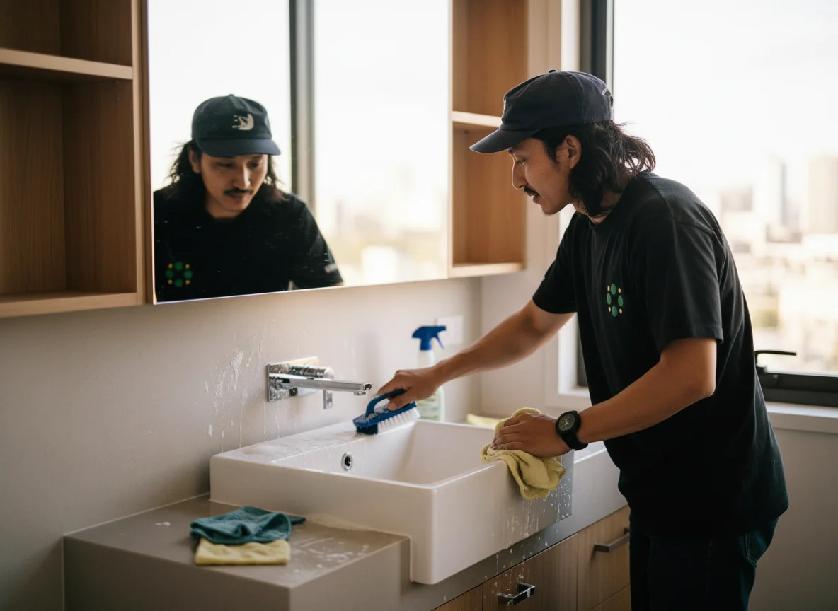 All bathrooms deep cleaned including grout and tile scrubbing