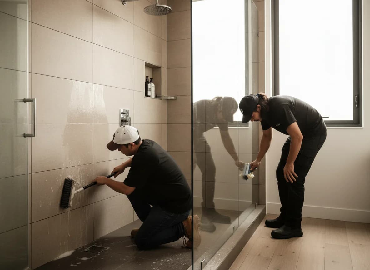 Pre-inspection of tile type and grout condition