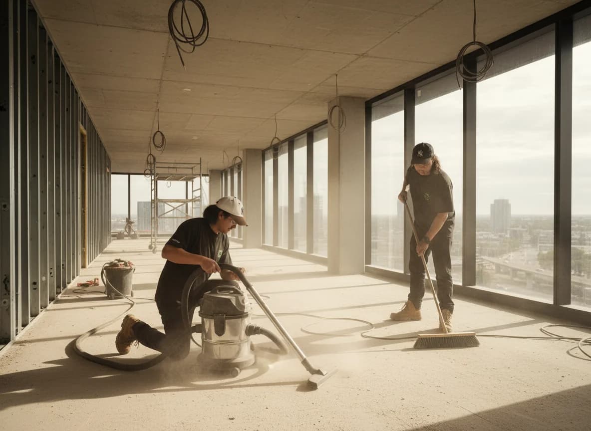 Floor sweeping, vacuuming, and mopping