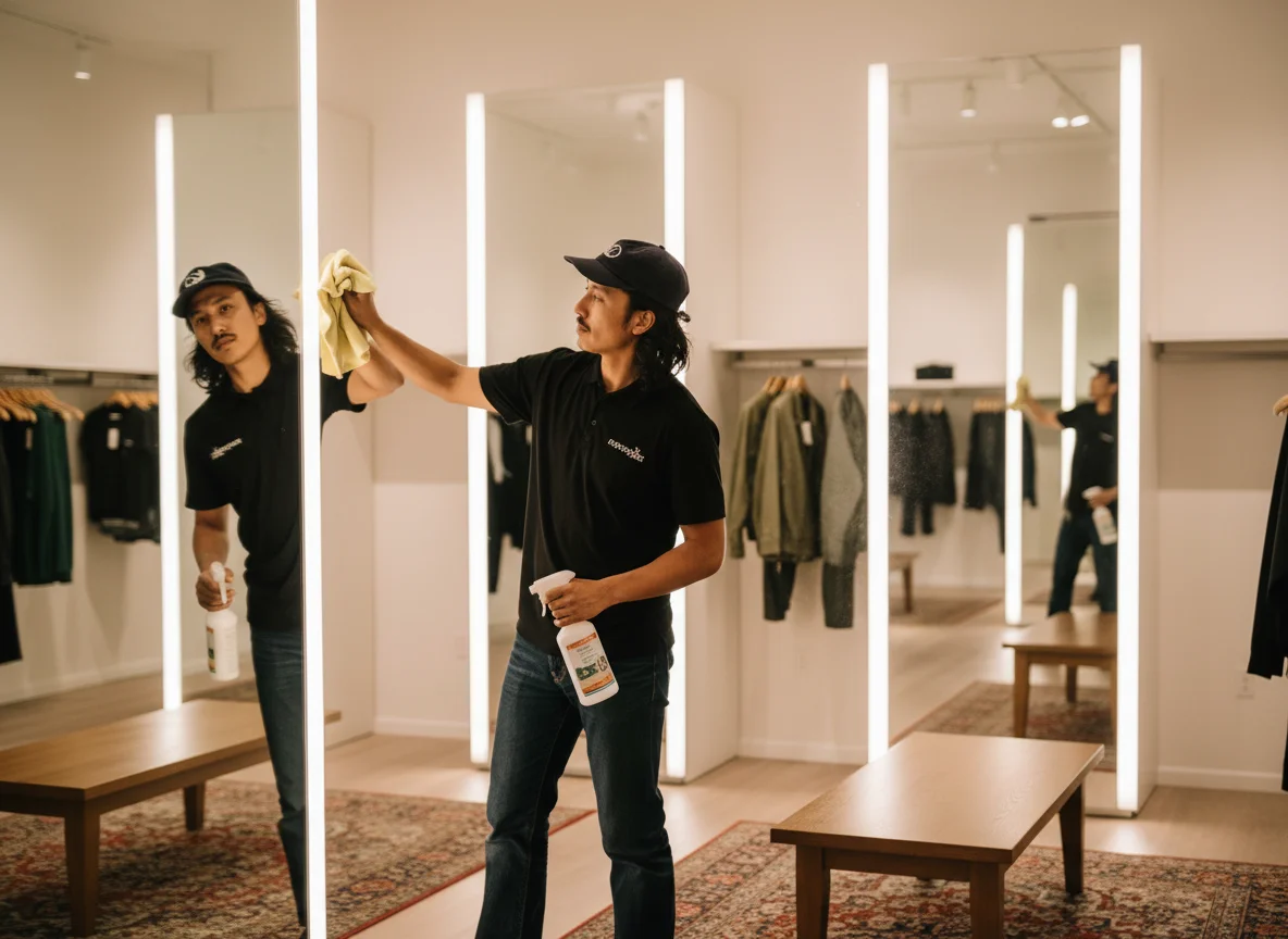 Shelf, rack, and display dusting