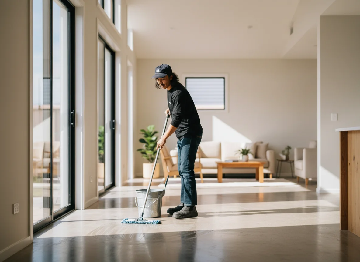 Vacuuming and mopping all floors on every level