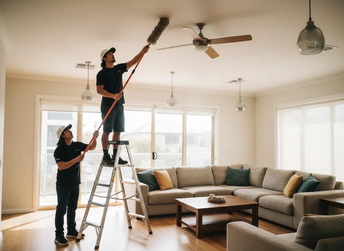 Deep cleaning of all kitchen surfaces including behind and under appliances